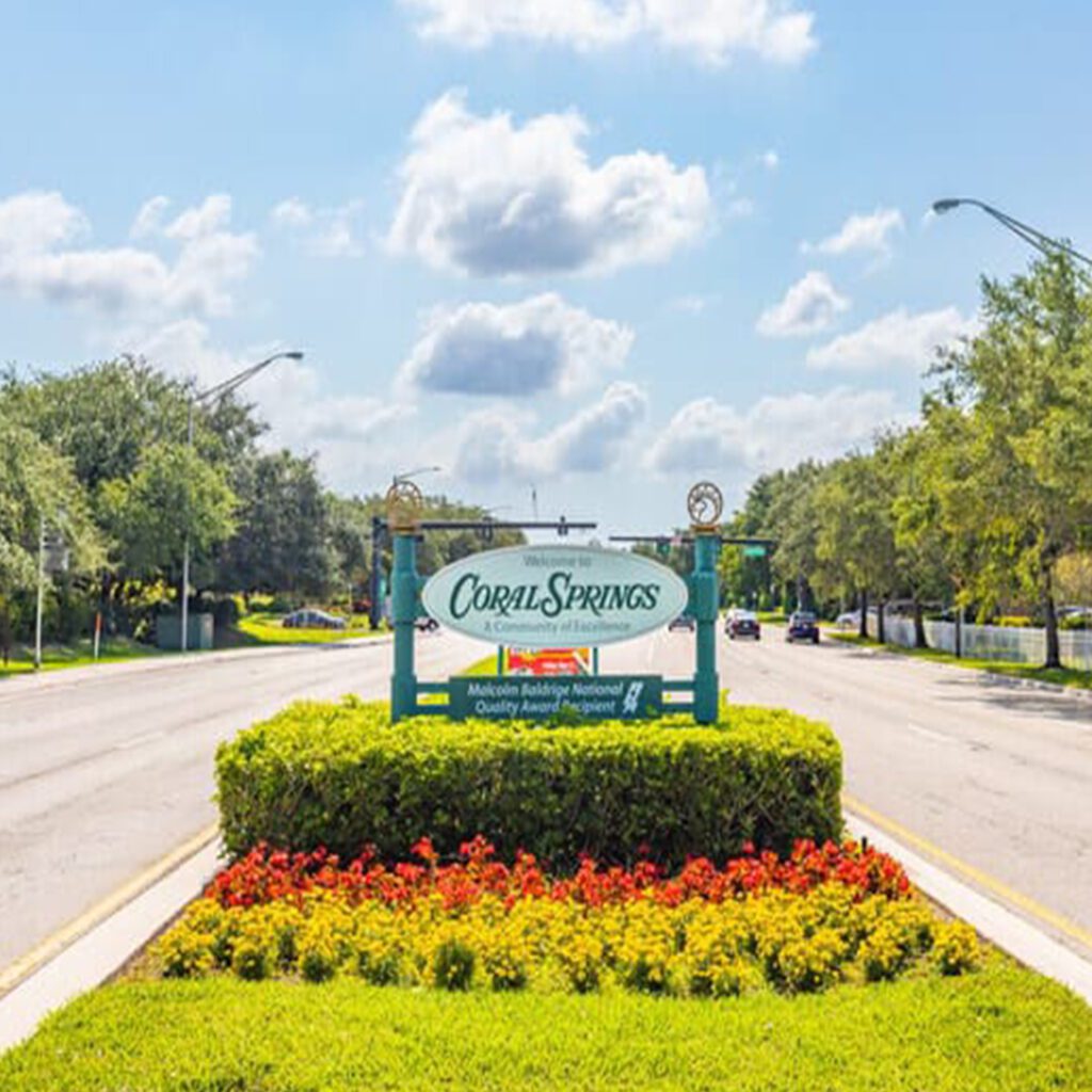 Coral Springs Sign Board in Day TIme