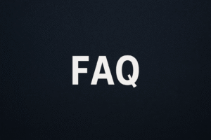 FAQ written in white bold letters on dark blue background