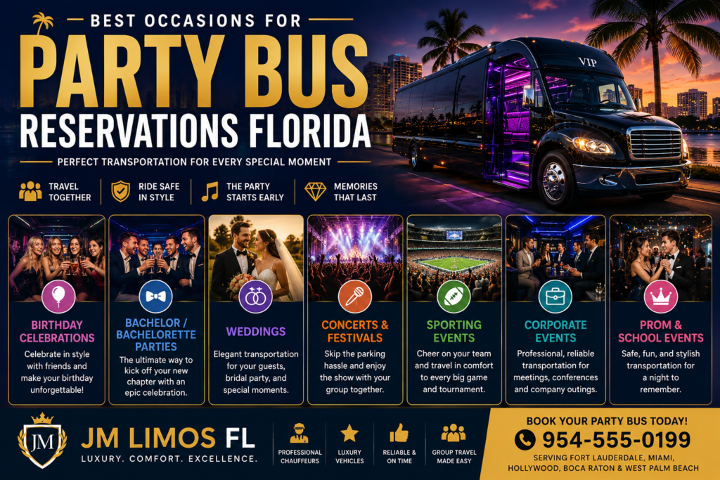 Best Occasions for Party Bus Reservations Florida