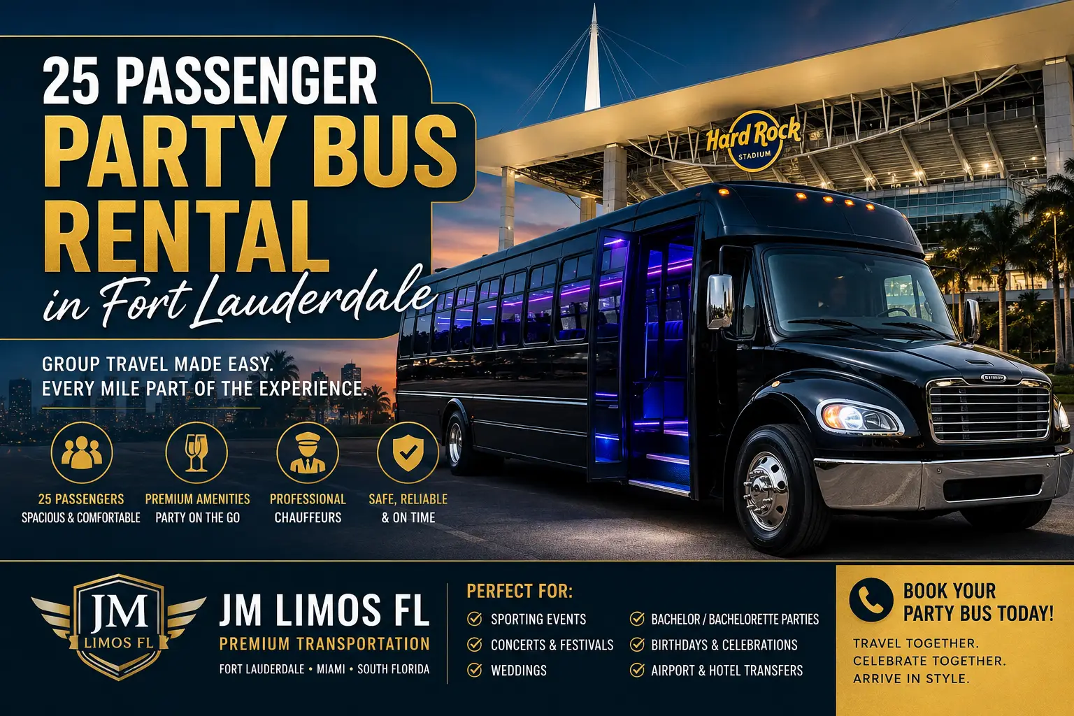 25 passenger party bus rental