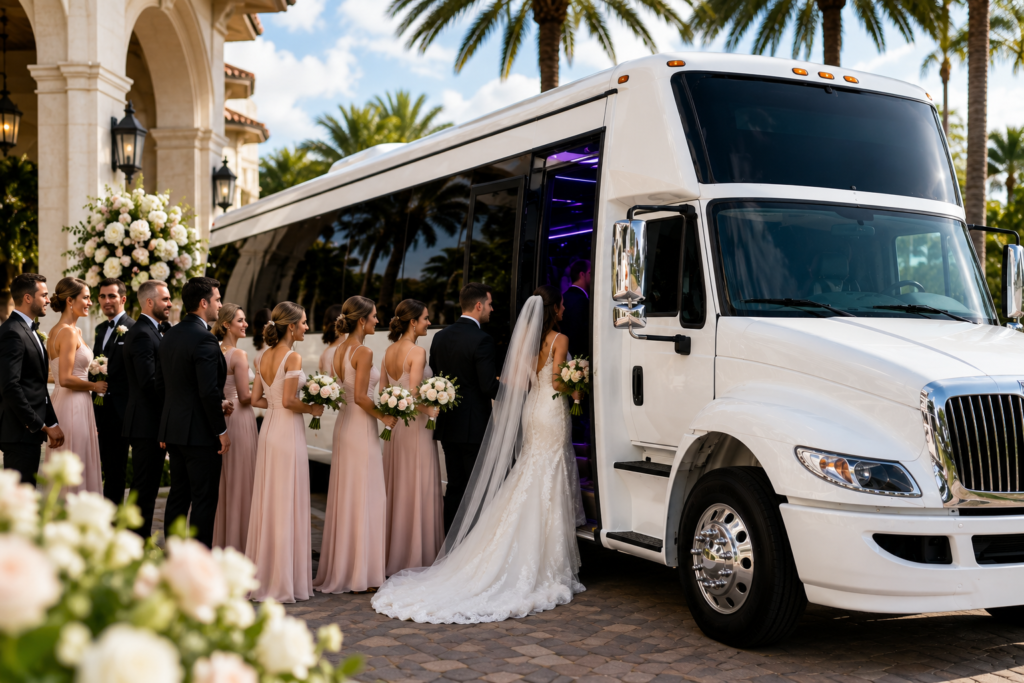 large party bus in Miami for wedding events