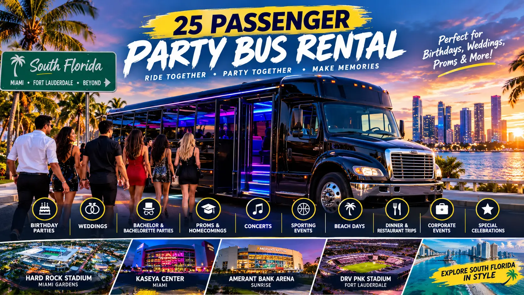 25 passenger party bus rental