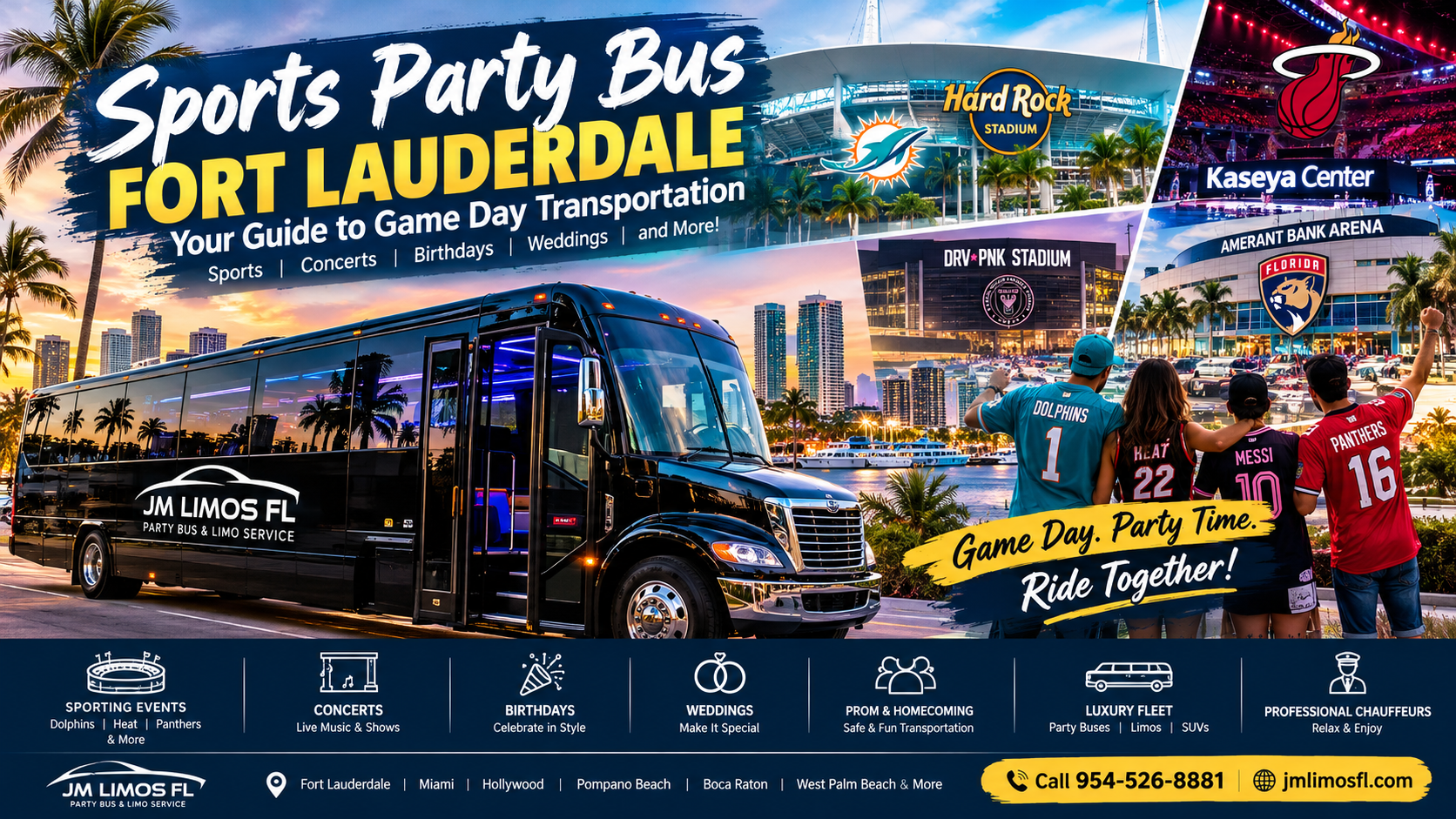 sports party bus Fort Lauderdale