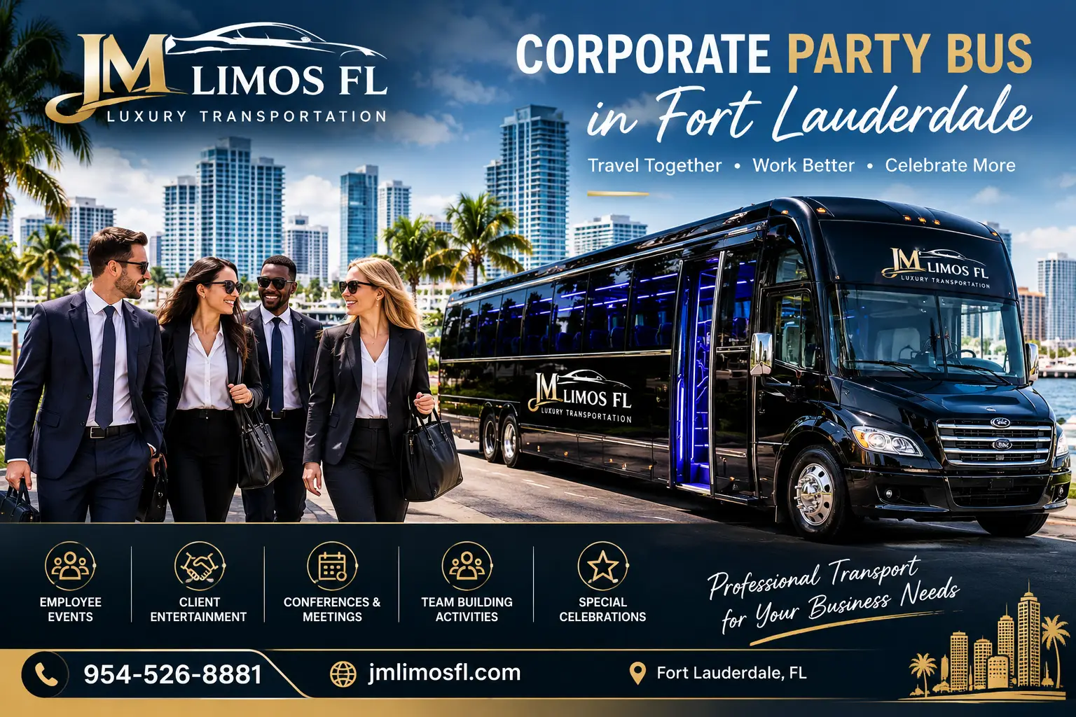 Luxury Corporate Party Bus in Fort Lauderdale